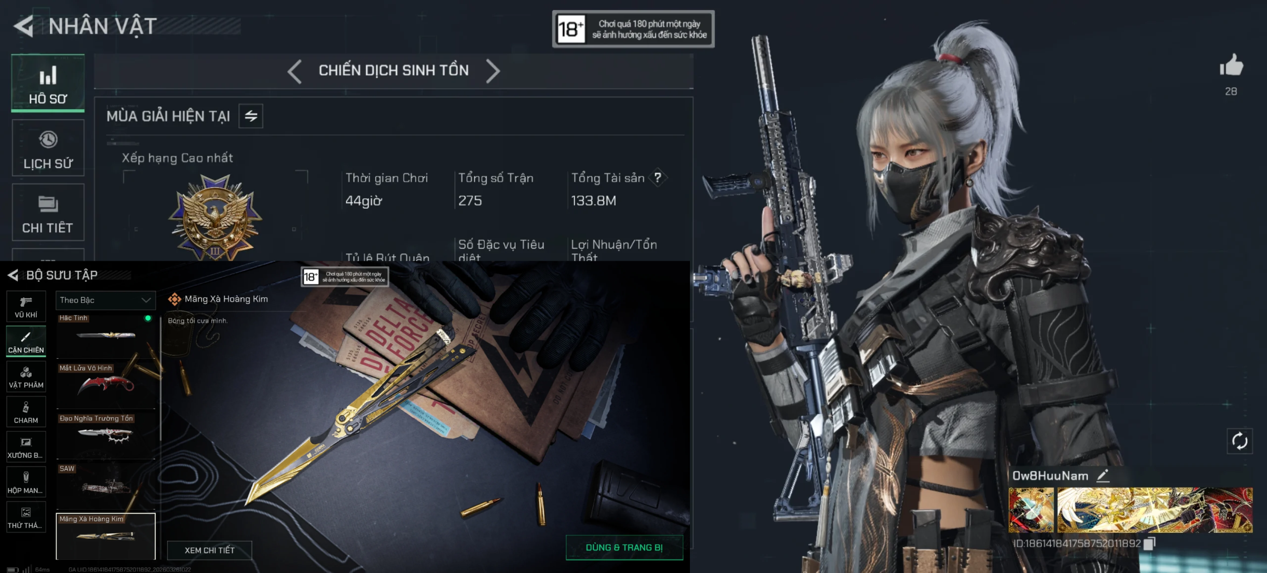 ACC CHIẾN DỊCH KÈM 5 DAO VIP