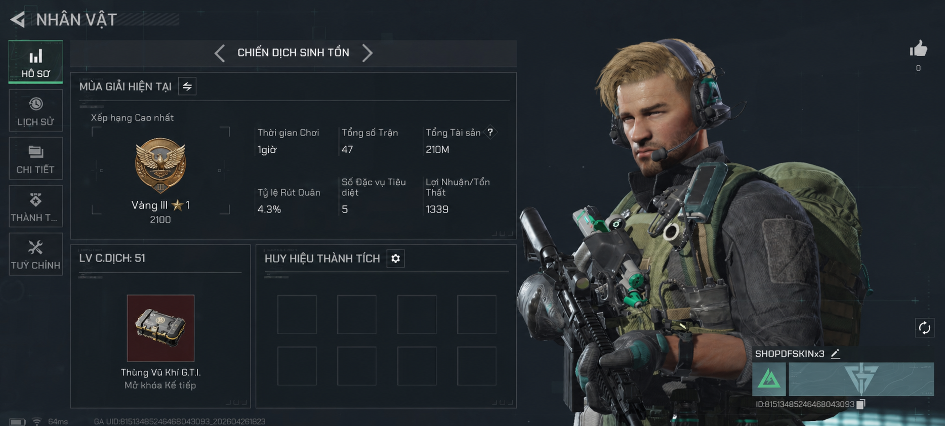 ACC CHIẾN DỊCH LV40 – LV50 200M XU